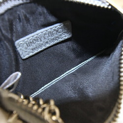 Jimmy Choo Coin Case Star Studs Nancy Gray Leather Keychain Key Hook Ladies Card Fragment JIMMY CHOO
