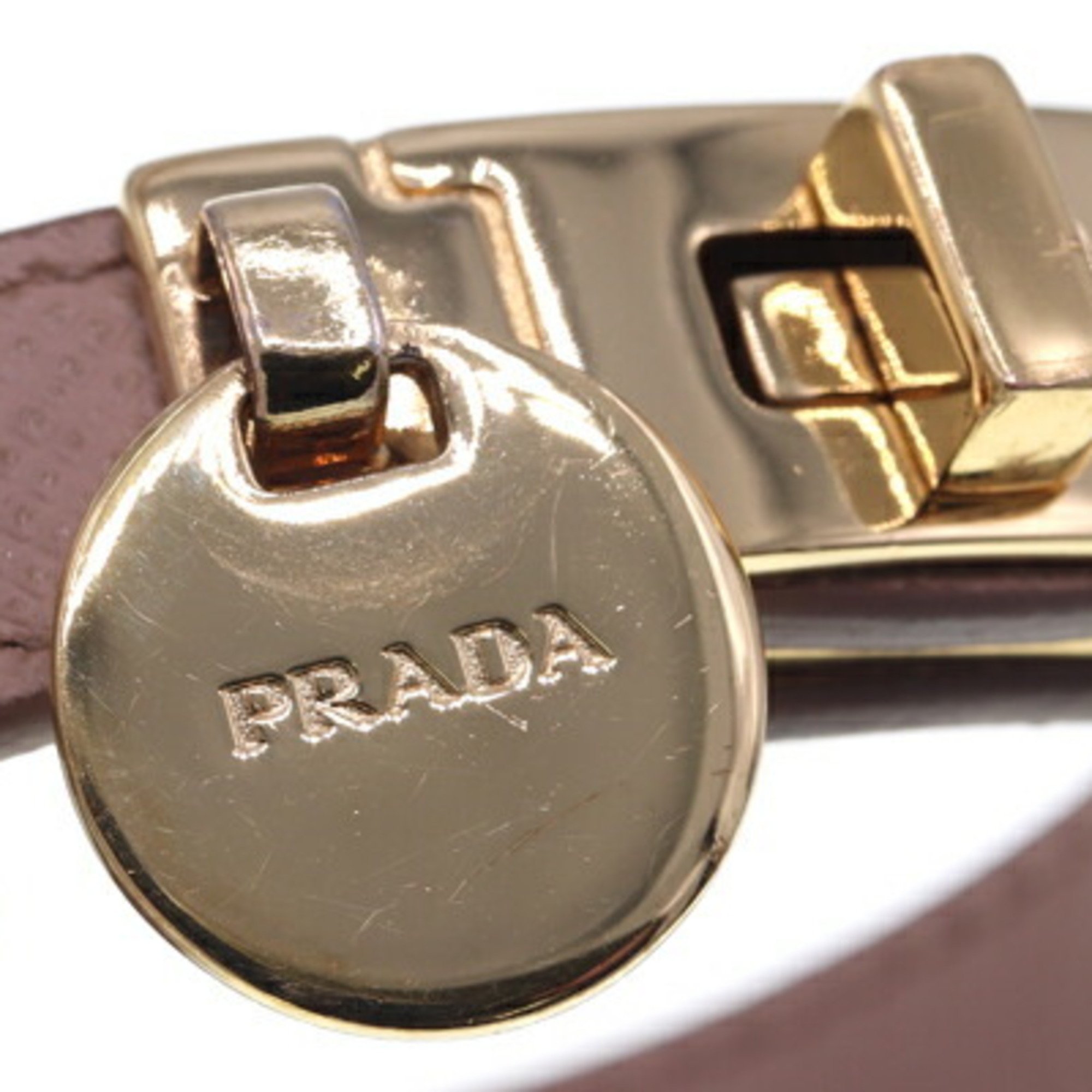 Prada Bracelet 1IB109 Pink Beige Leather Metal Ladies PRADA