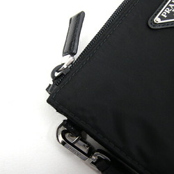 Prada clutch bag 2NE789 black nylon leather pouch second men's PRADA