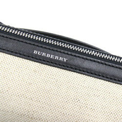 Burberry Handbag Natural Black Canvas Leather Shoulder Bag Ladies Cylinder Drum BURBERRY