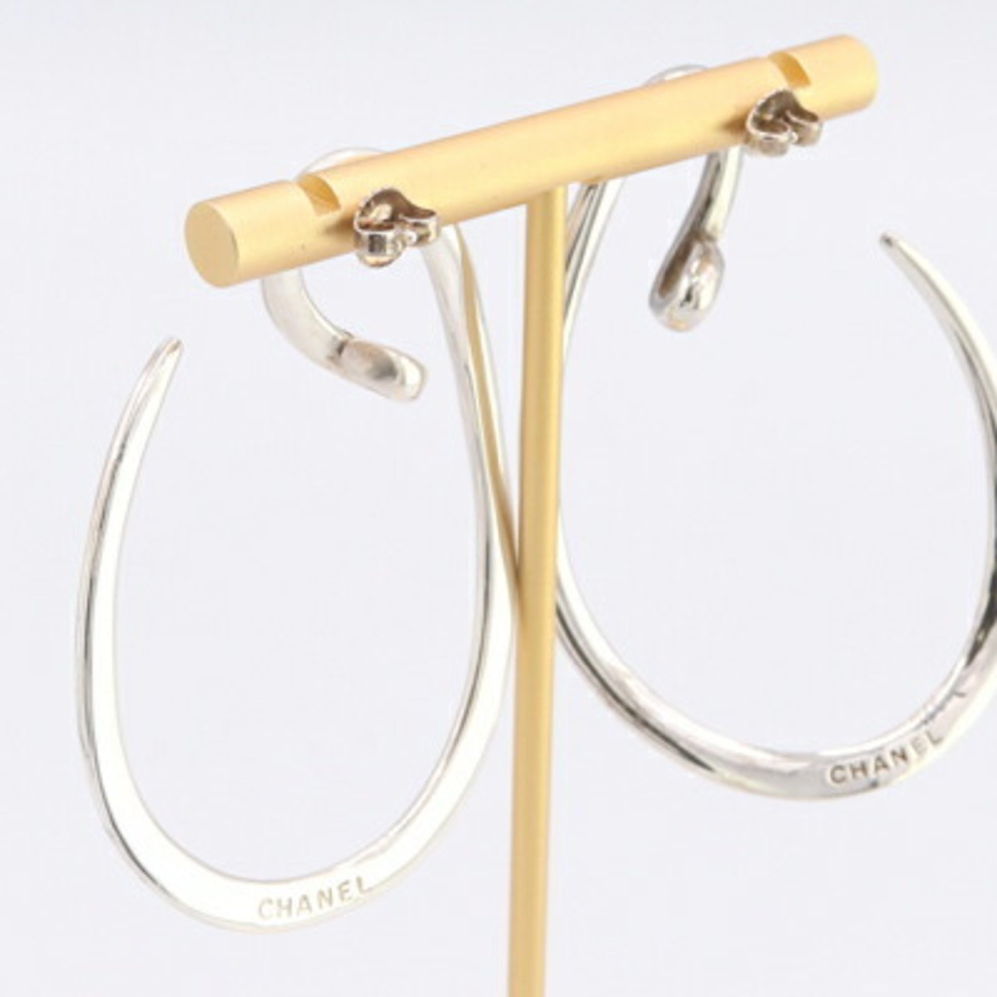 CHANEL Earrings Silver SV Sterling 925 Year Women's