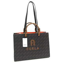 Furla Handbag Varsity Style Tote WB00725 Brown Black Orange Leather Bag Shoulder Women's FURLA