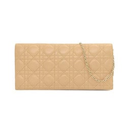 Christian Dior Lady Chain Shoulder Bag Leather Beige M1922OCAL