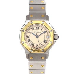 Cartier Santos Octagon SM Combi Women's Watch Date Ivory Dial K18YG Yellow Gold Quartz octagon