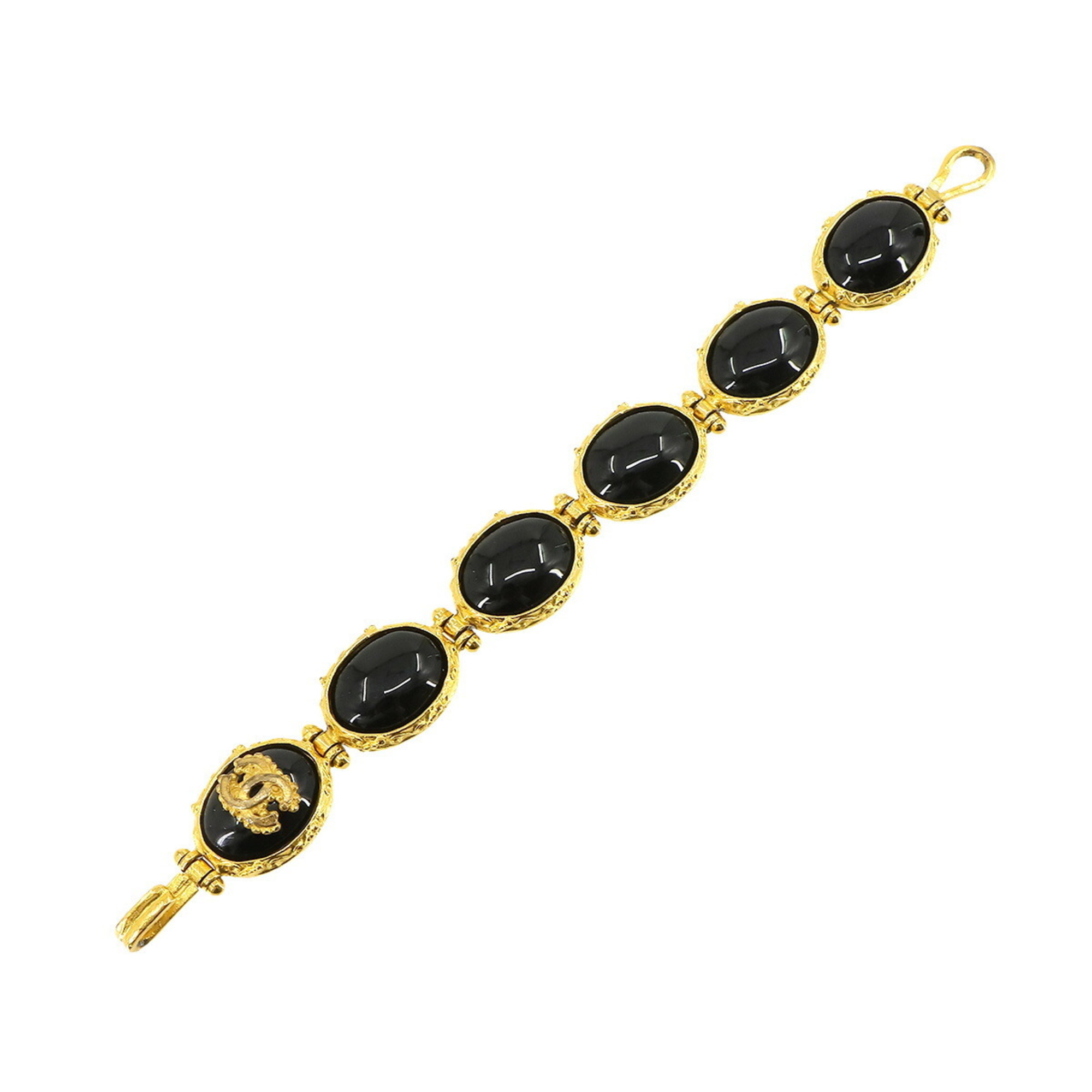 CHANEL colored stone bracelet black gold 96A Bracelet