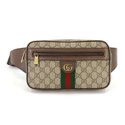 GUCCI Ophidia GG Supreme Belt Bag Body Waist Pouch Leather Beige Brown 574796 Gold Hardware
