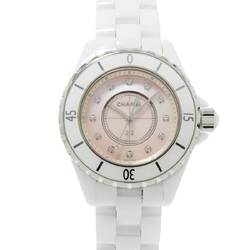 CHANEL J12 33mm H5513 World 1200 Limited Ladies Watch 12P Diamond Pink Shell Dial White Ceramic Quartz