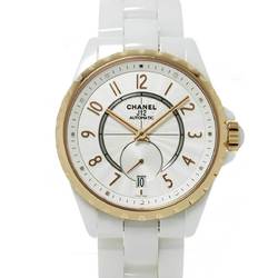 CHANEL J12-365 H3839 Men's Watch Date White Ceramic K18PG Pink Gold Automatic Winding