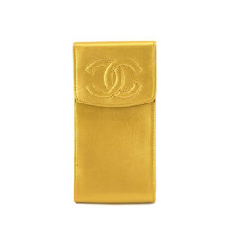 CHANEL Cocomark Pouch Leather Gold