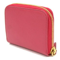 Prada Coin Case 1MM268 Pink Leather Wallet Round Ladies PRADA