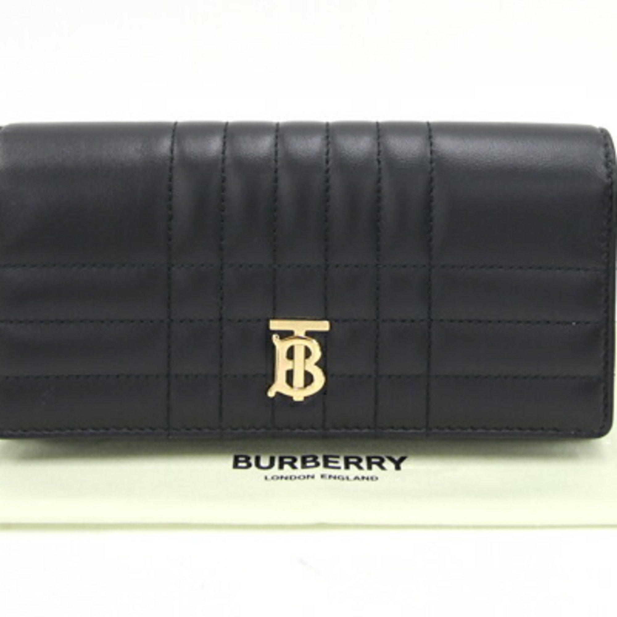 Burberry Bifold Long Wallet 8062339 Black Leather Women's BURBERRY