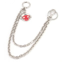 PRADA Wallet Chain 2PS033 Silver Red Metal Keychain Key Ring Monkey Bag Charm