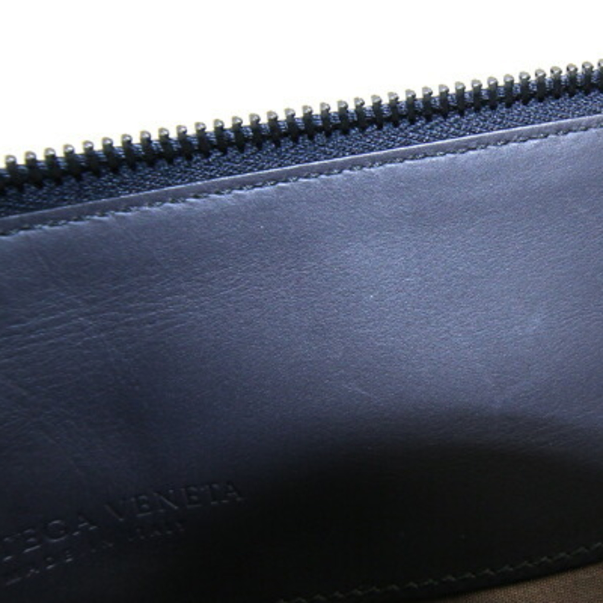 Bottega Veneta Clutch Bag Navy Khaki Black Leather Second Men's BOTTEGA VENETA