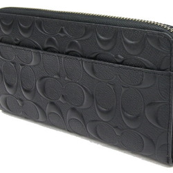 Coach Round Long Wallet Deposted Signature Accordion Zip F58113 Black Leather Women Men COACH