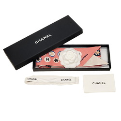 CHANEL Chanel Hair Band Pink Beige Scarf Muffler Silk Collar Neck Wrap Handle Accessory Ladies Men's Unisex