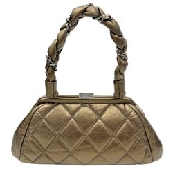 CHANEL Matelasse Handbag Bag Lambskin Metallic Gold No. 10 Ladies