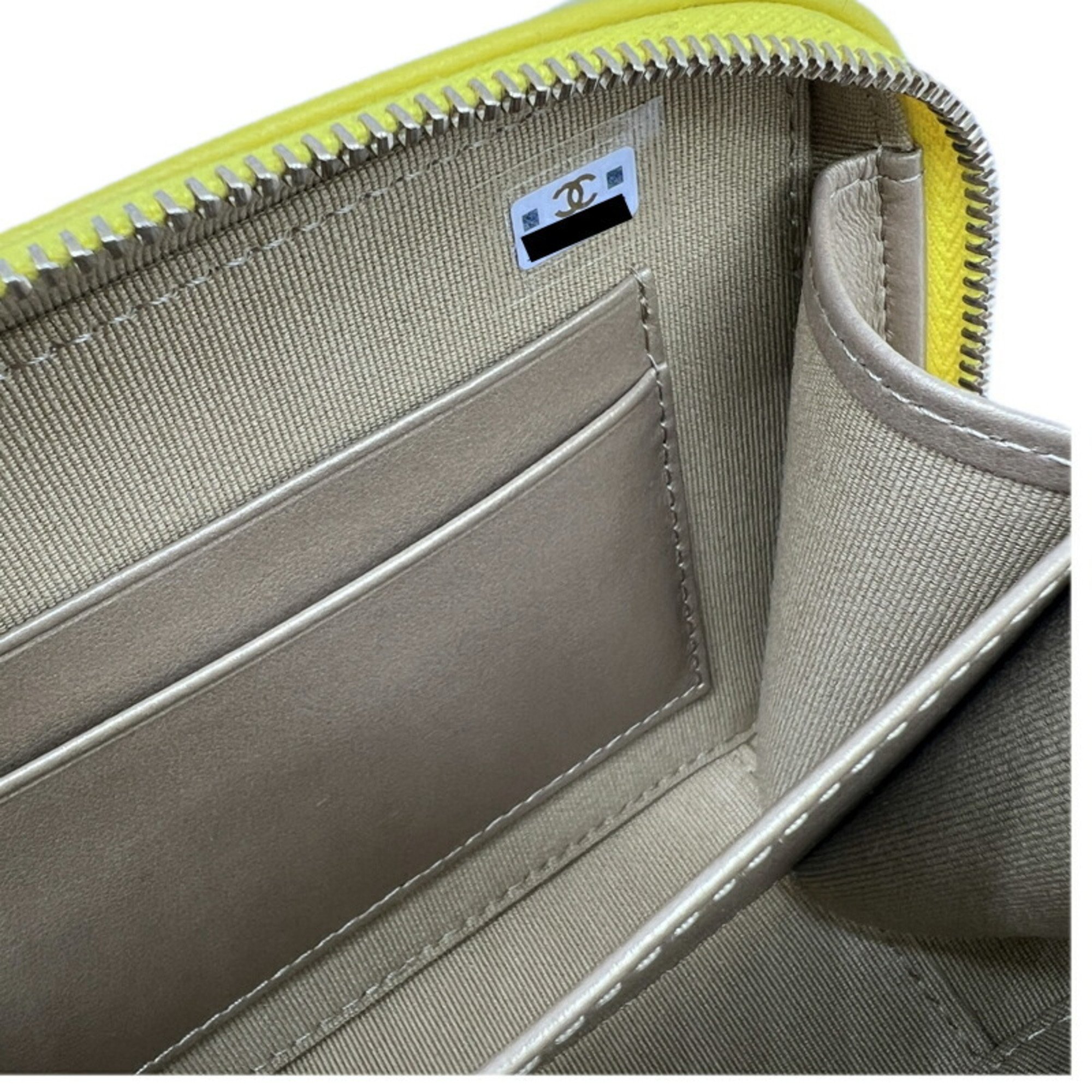 CHANEL Timeless Classic Bag Ball Chain AP2463 Yellow Handbag Wallet