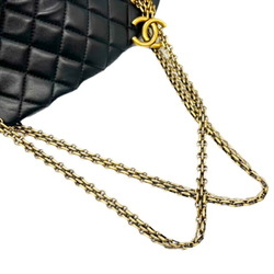 CHANEL Mademoiselle Bowling Bag Shoulder Handbag Lambskin Black No. 15 Chain Coco Mark Quilted Ladies