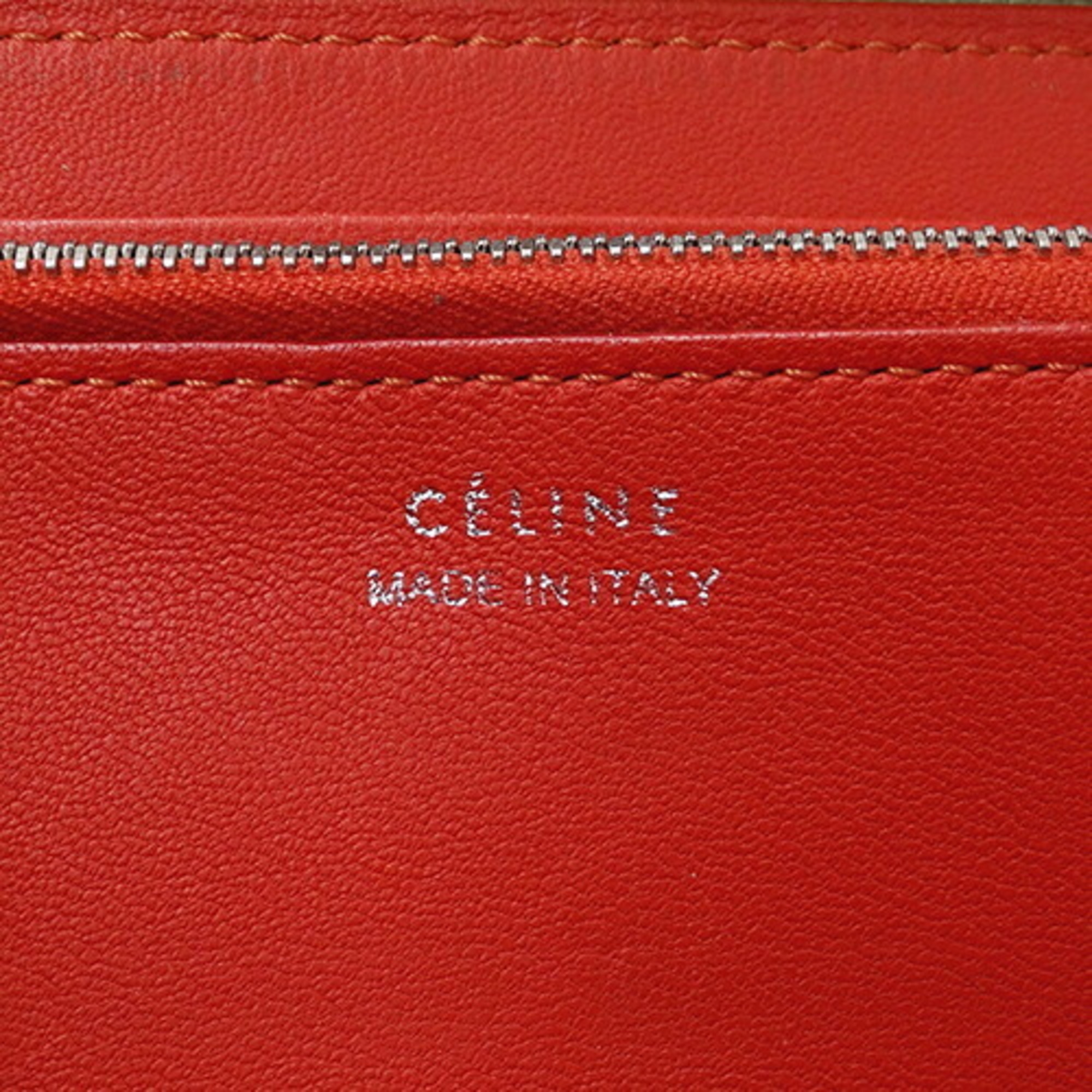 CELINE Wallet Women's Brand Long Leather Large Zip Multifunction Beige Round Zipper