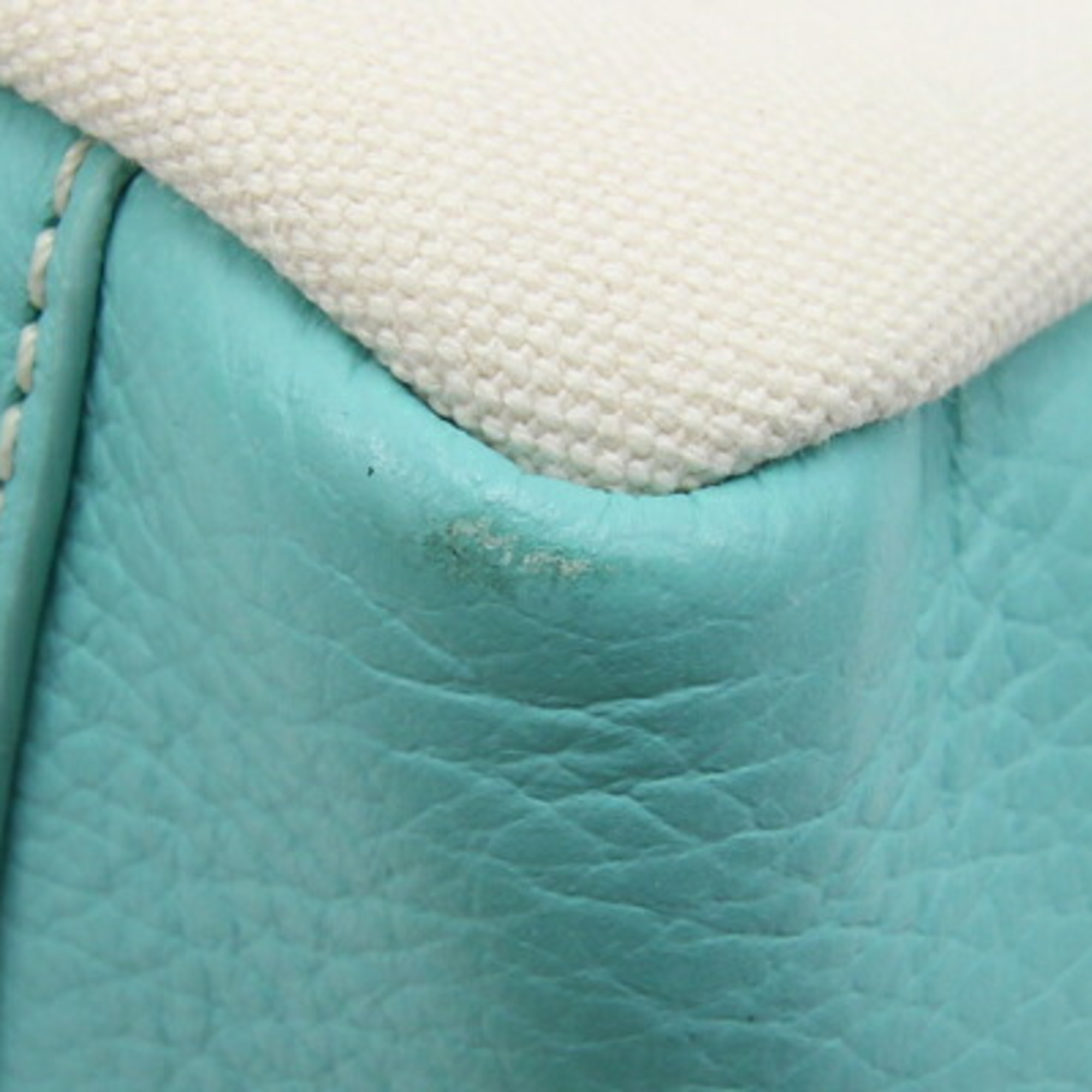 Tiffany Tote Bag Blue Ivory Canvas Leather Handbag Shoulder Women's TIFFANY＆CO