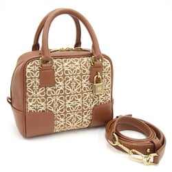 LOEWE Handbag Anagram Amazona 16 A039N21X Brown Jacquard Leather Shoulder Bag Ladies