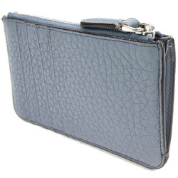 FENDI Coin Case Peekaboo Selleria 8AP161 Blue Gray Leather Card Holder Key Ring Wallet Women's