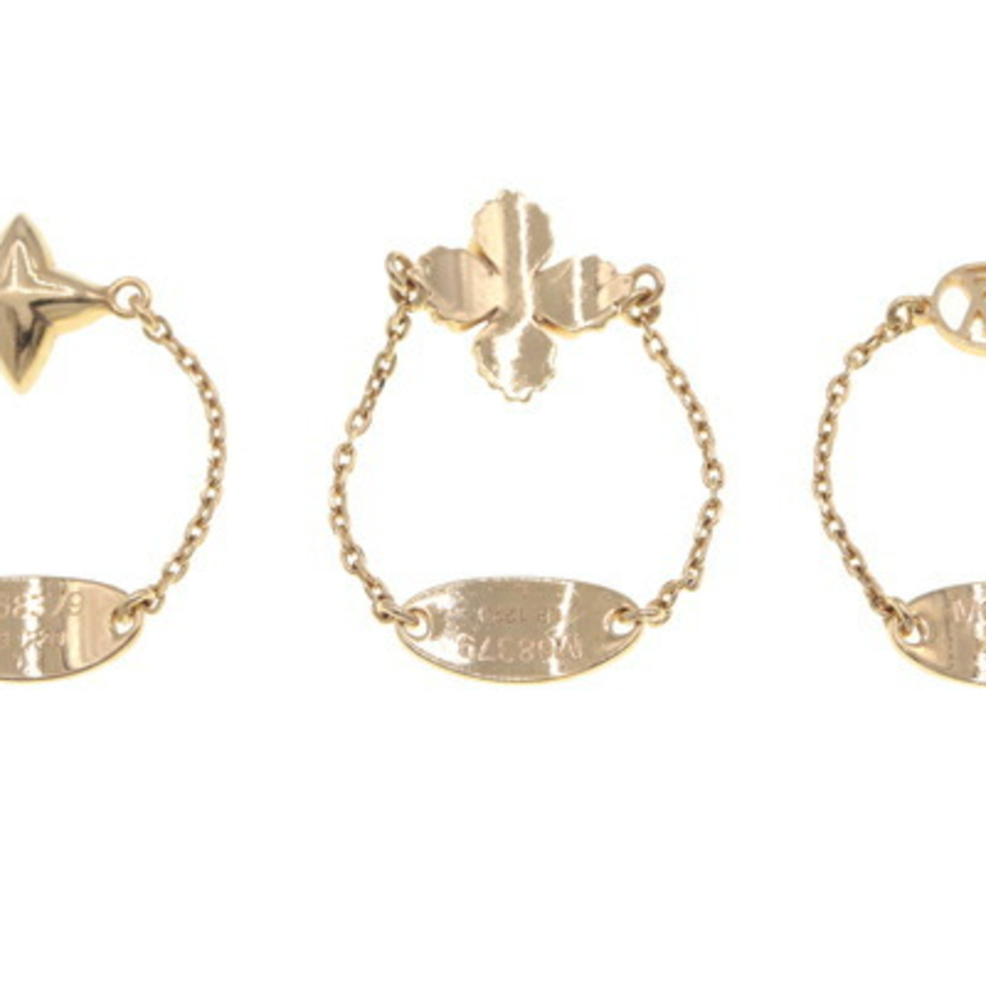 Louis Vuitton Ring Set 3 Berg Blooming Strass M68379 Gold Metal Size L 3-piece Monogram Flower Women's LOUIS VUITTON