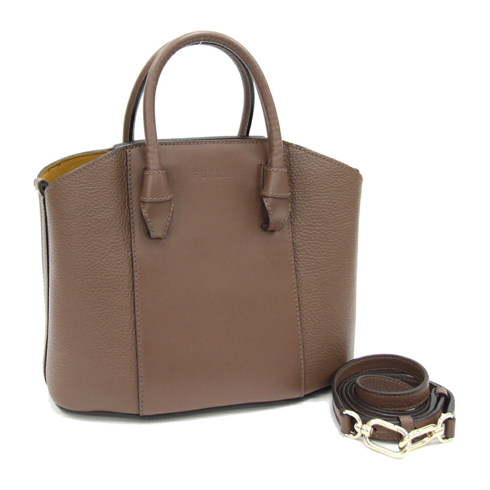 Furla Handbag Miastella WB00727 Brown Yellow Leather Shoulder Bag Bicolor Women's FURLA