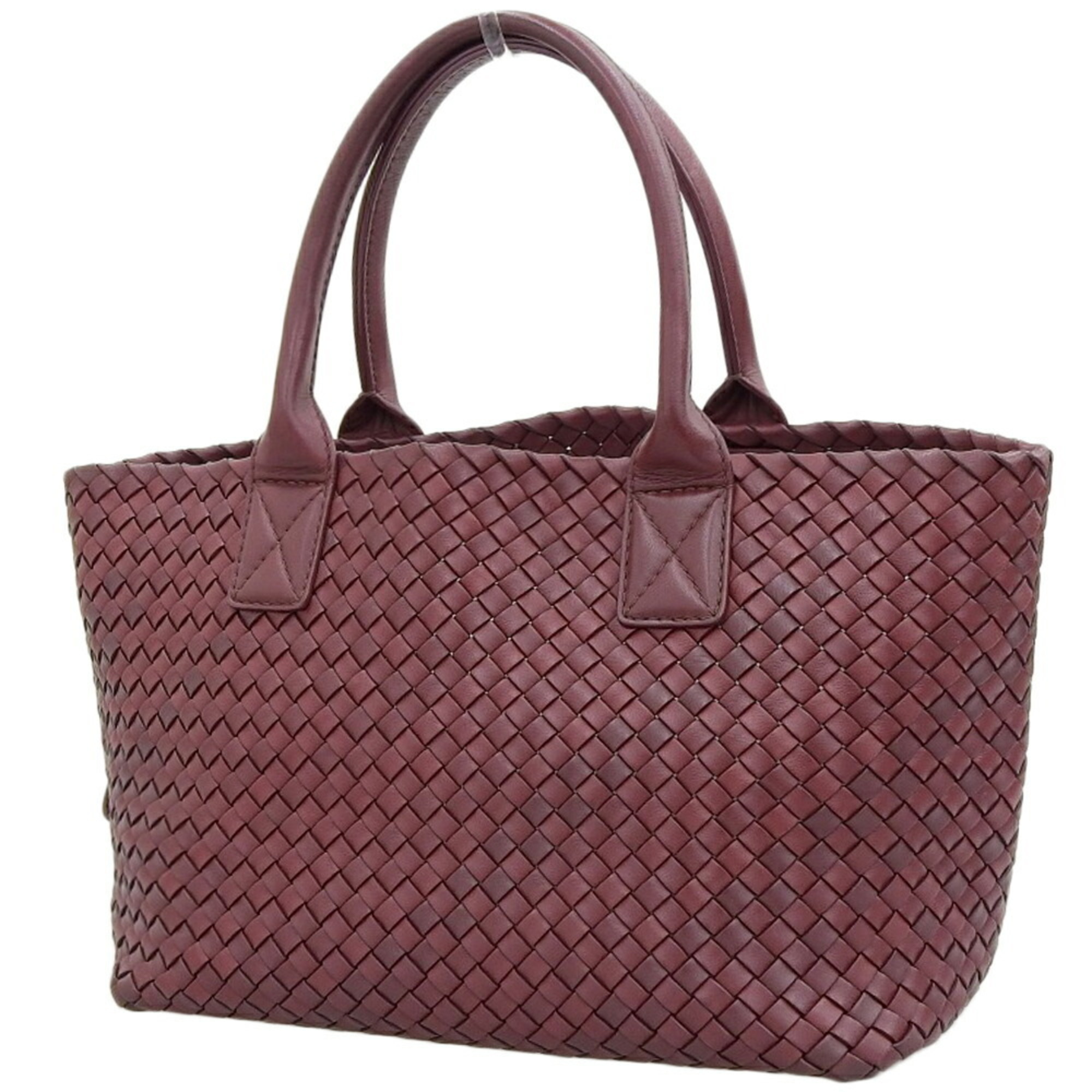 BOTTEGA VENETA Intrecciato Cava MM Handbag Tote Bag Leather Bordeaux 115664