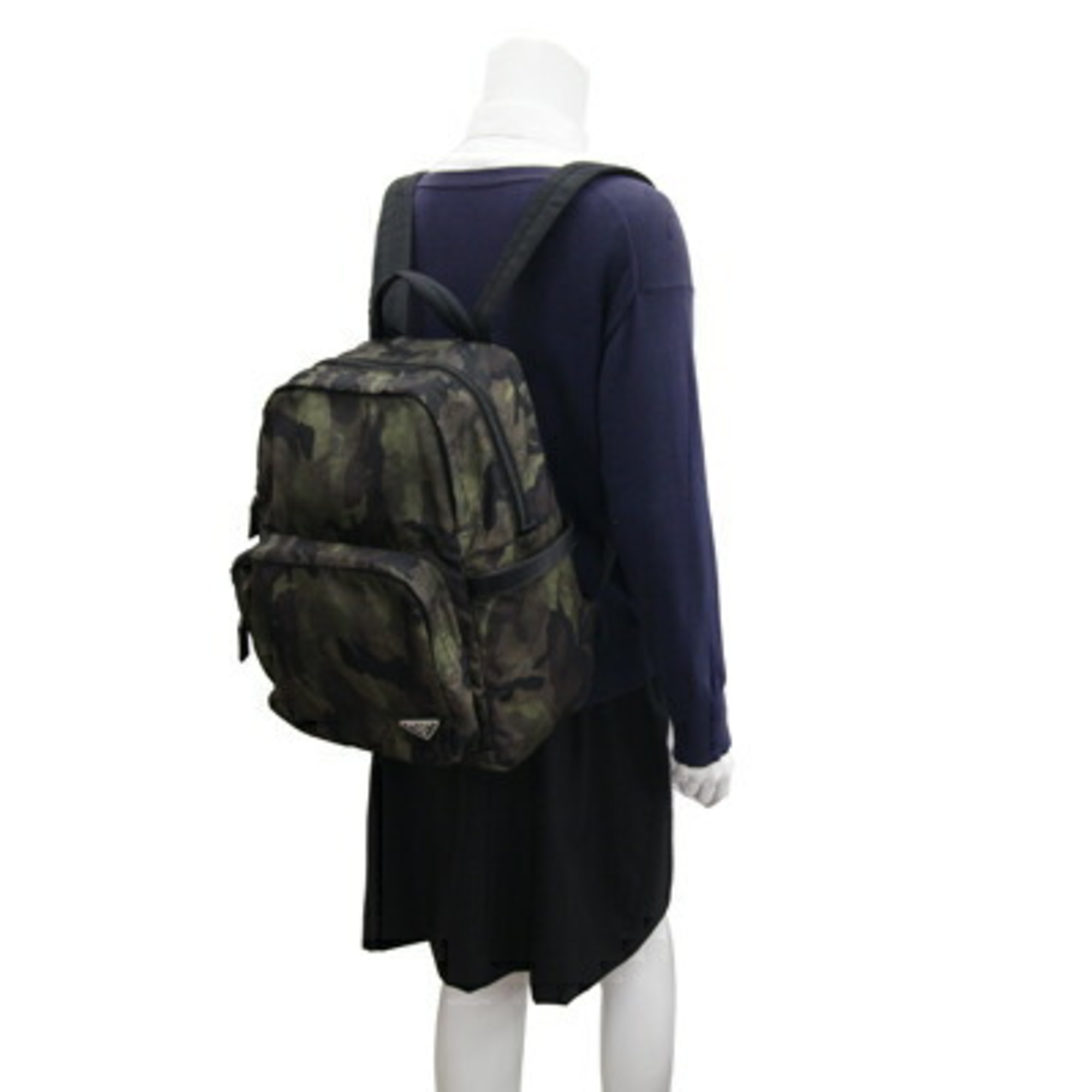 Prada Backpack VZ0051 Khaki Brown Black Nylon Camouflage Men Women PRADA