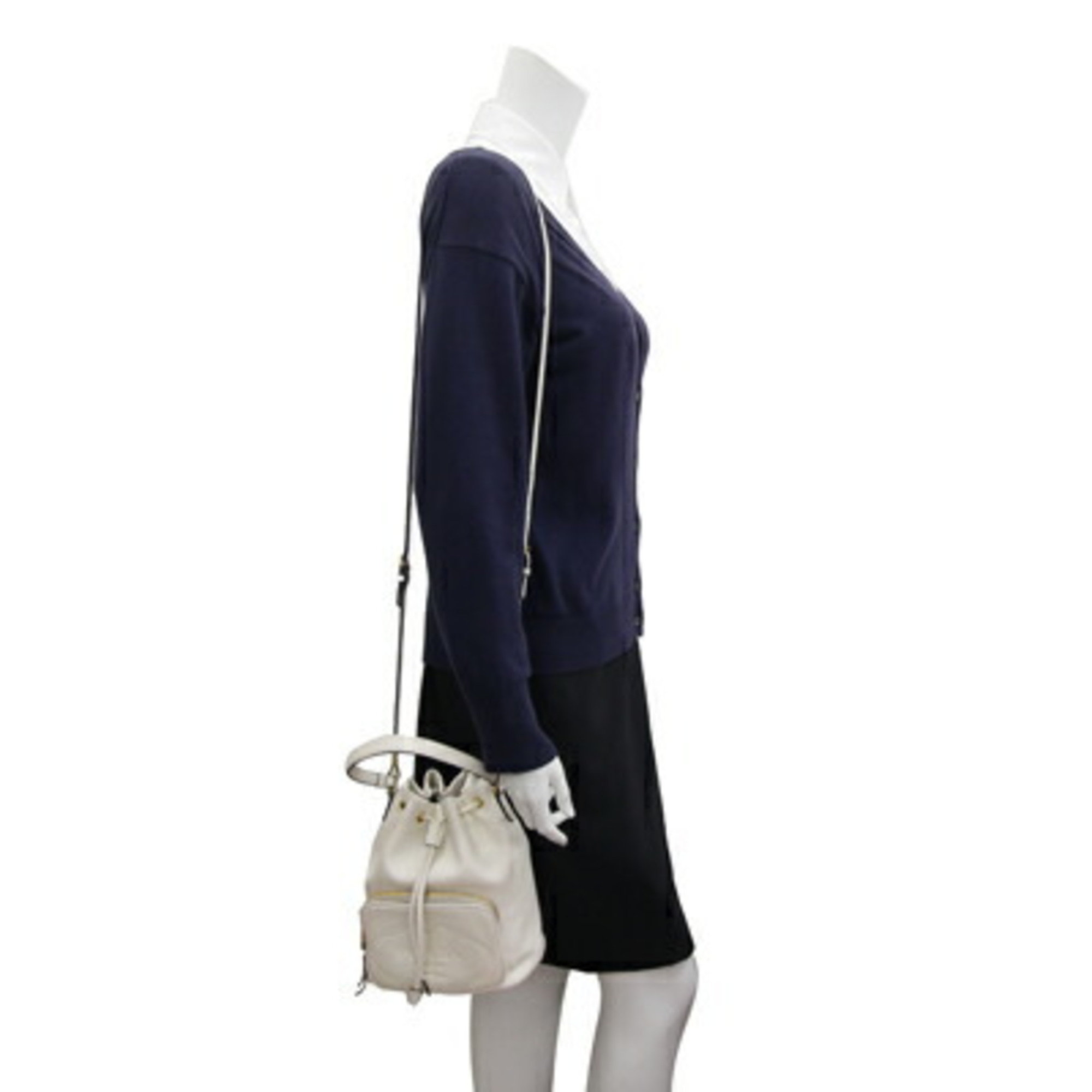 Prada handbag 1BH038 off-white leather shoulder bag ladies PRADA