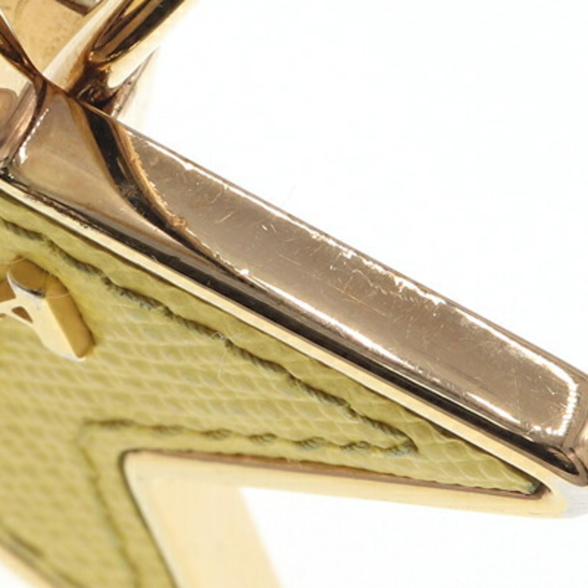 Prada Key Ring 1PP049 Yellow Leather Metal Star Keychain Men's Women's PRADA