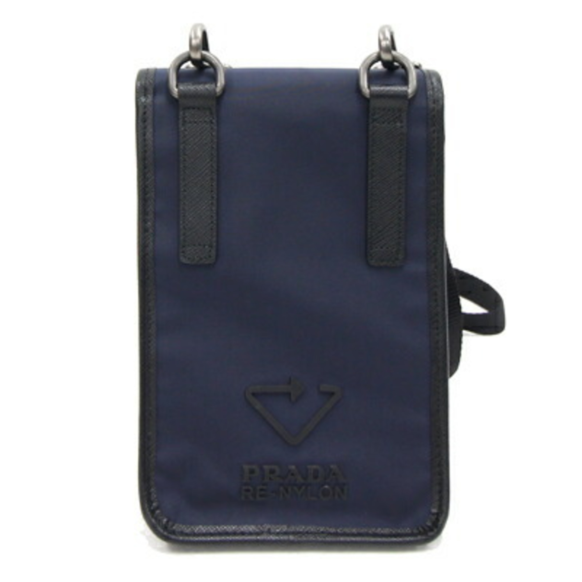 Prada Shoulder Bag 2ZH109 Navy Black Nylon Leather Pochette Smartphone Case Mobile Men's Women's PRADA