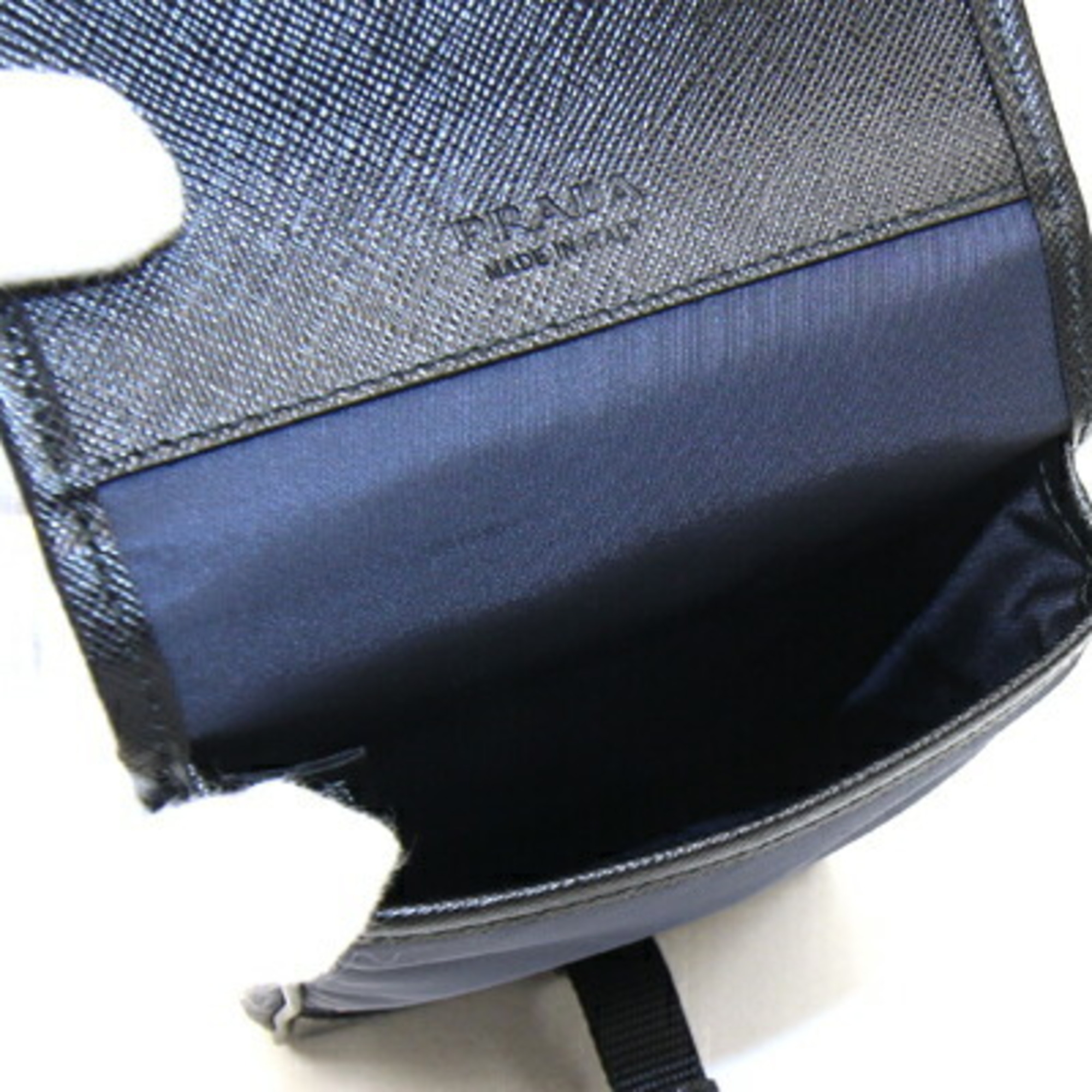 Prada Shoulder Bag 2ZH109 Navy Black Nylon Leather Pochette Smartphone Case Mobile Men's Women's PRADA