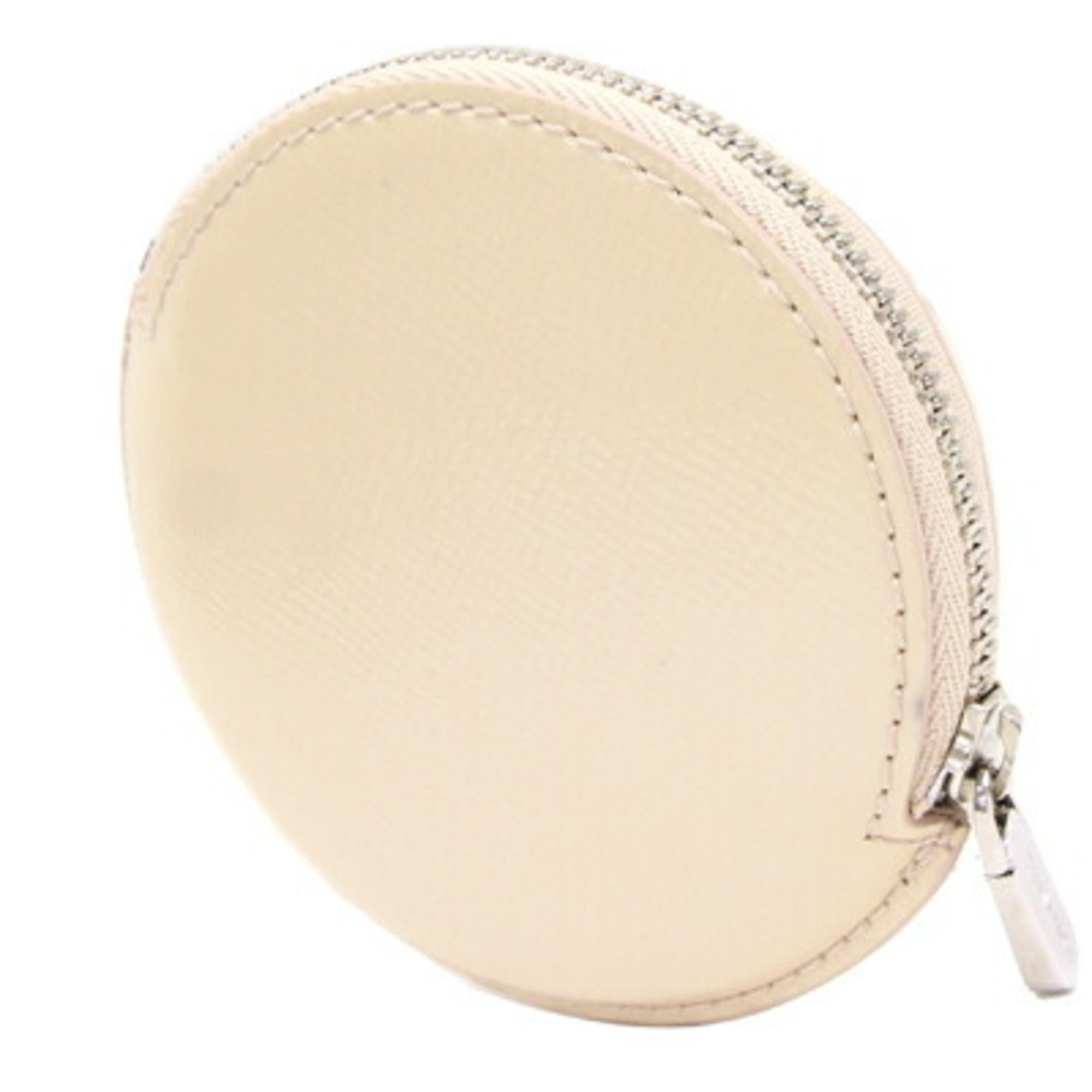 Tiffany Coin Case Ivory Leather Purse Pouch Round Women's TIFFANY&Co.