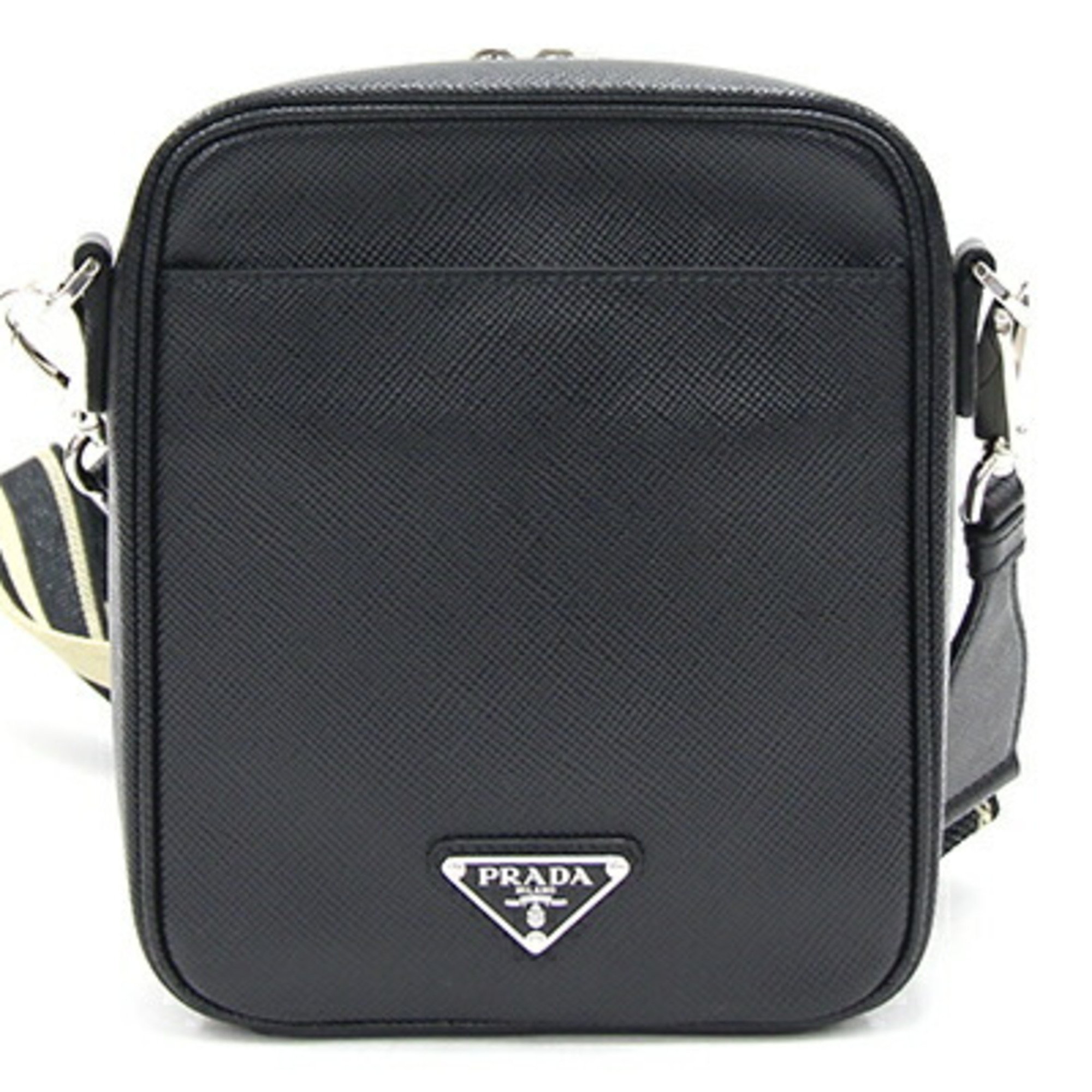 Prada Shoulder Bag 2VH154 Black Leather Saffiano Triangle Men's PRADA