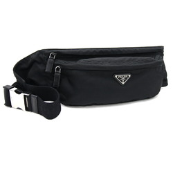 Prada Body Bag 2VL132 Black Nylon Leather Waist Belt Women's Men's Pouch PRADA
