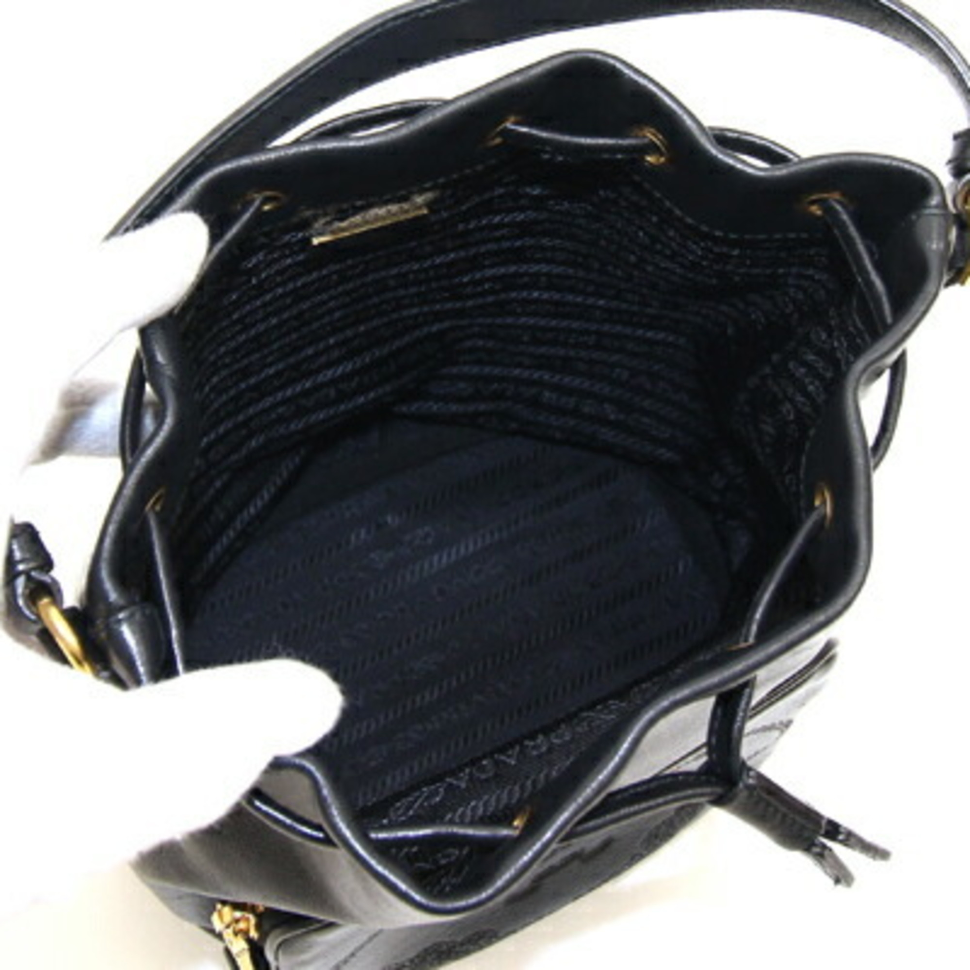 Prada Handbag 1BH038 Black Leather Shoulder Bag Women's PRADA