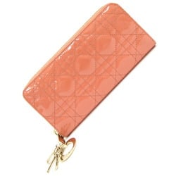 Christian Dior Dior Round Long Wallet Lady Voyageur S0007OVRB Patent Calfskin Cannage Charm Ladies DIOR
