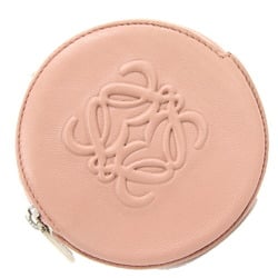 LOEWE Coin Case Anagram Pink Beige Leather Wallet Ladies