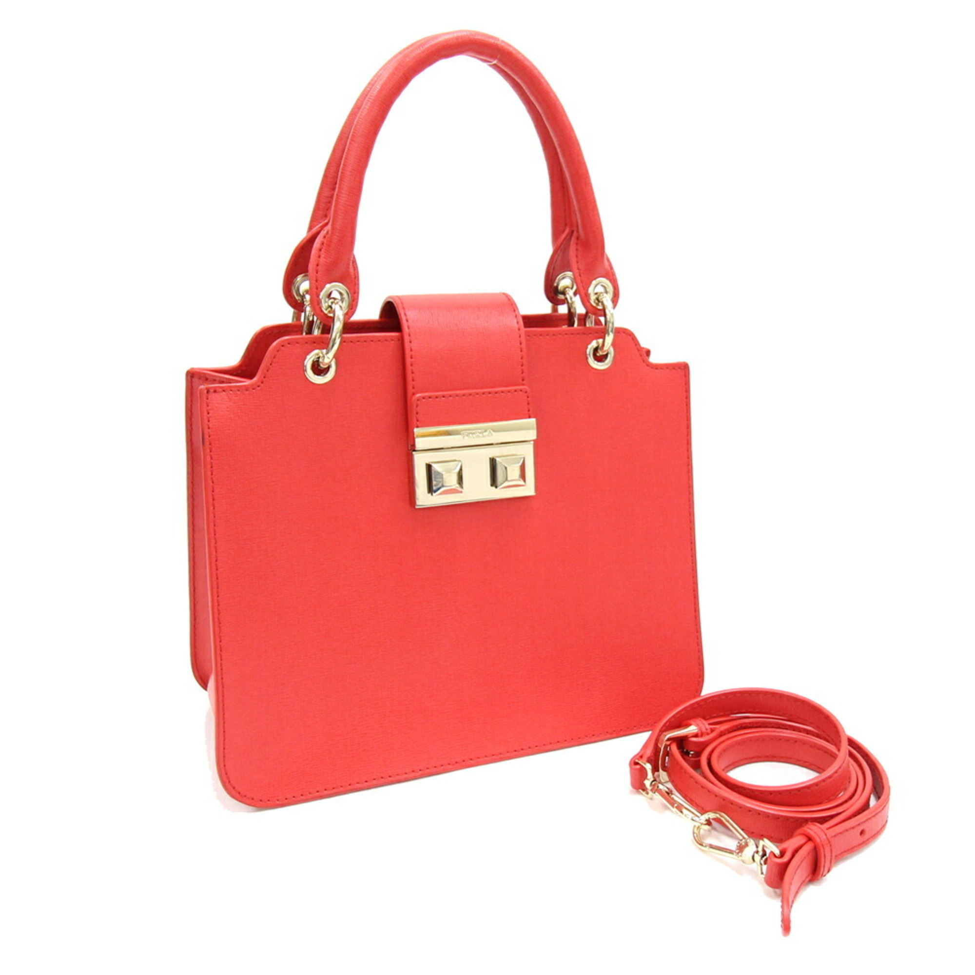 Furla handbag red leather shoulder bag ladies FURLA