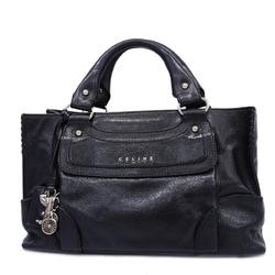 Celine handbag leather black ladies
