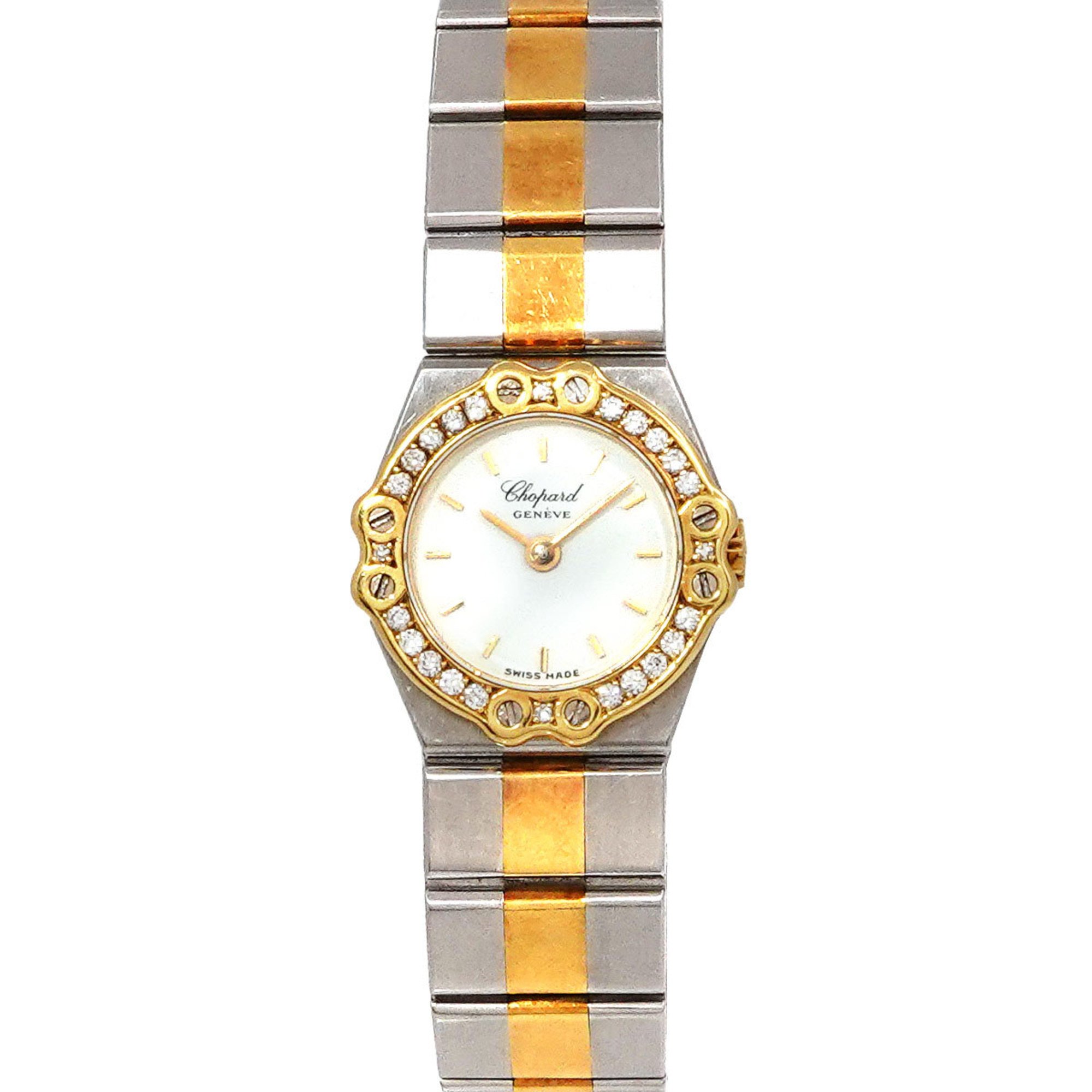 Chopard St. Moritz Combi 8067/11 Diamond Bezel Ladies Watch White Dial YG Yellow Gold Quartz