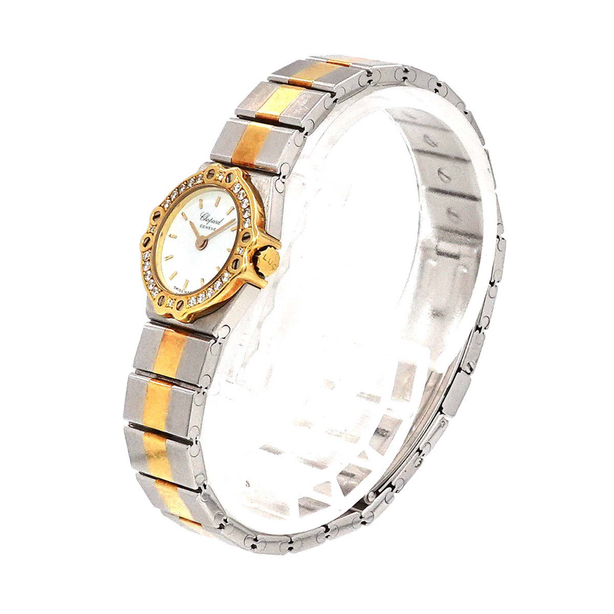 Chopard St. Moritz Combi 8067/11 Diamond Bezel Ladies Watch White Dial YG Yellow Gold Quartz