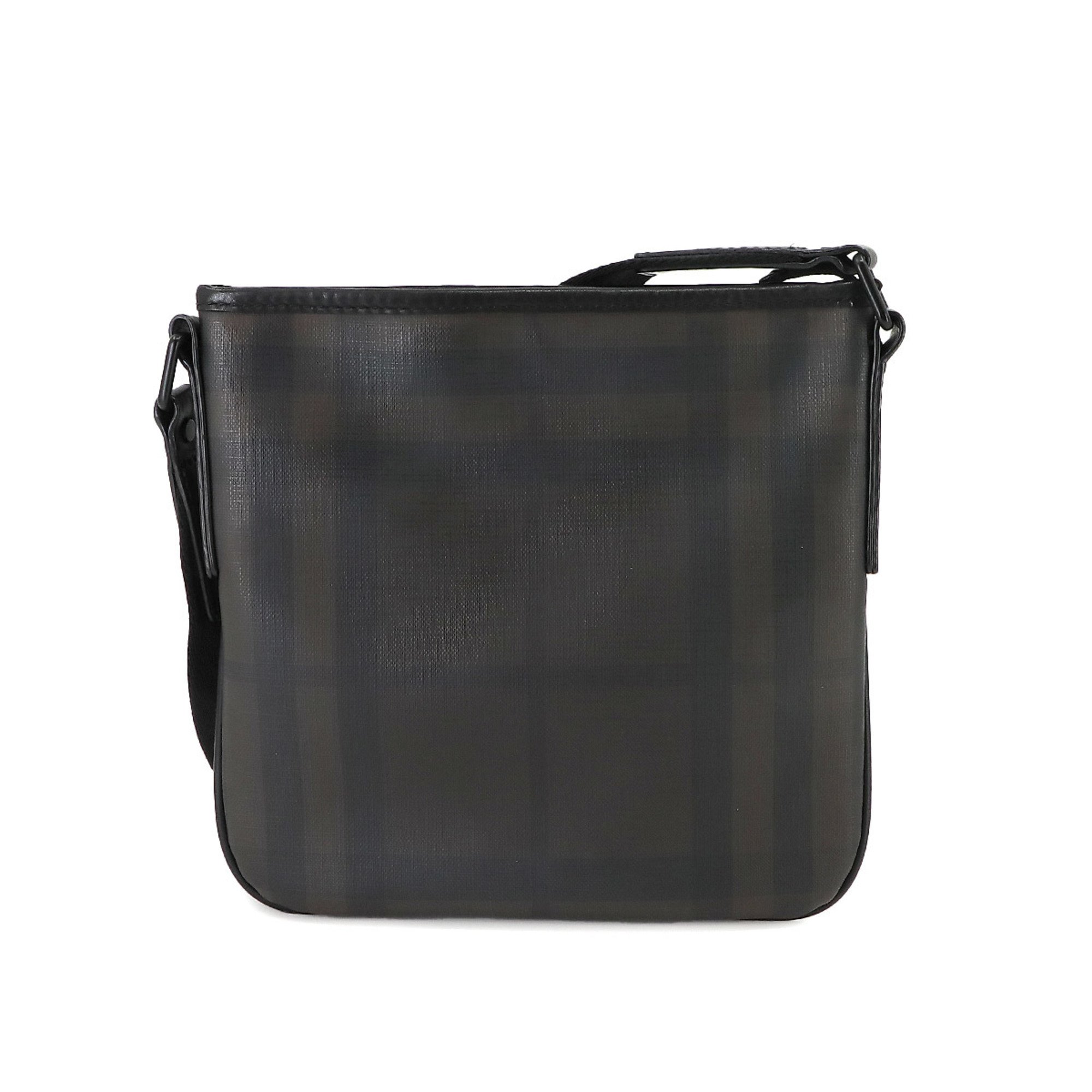Burberry BURBERRY London Check Shoulder Bag PVC Leather Brown Black Hardware 3689639