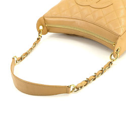 CHANEL Matelasse Chain Bag Caviar Skin Leather Beige Gold Hardware A20993