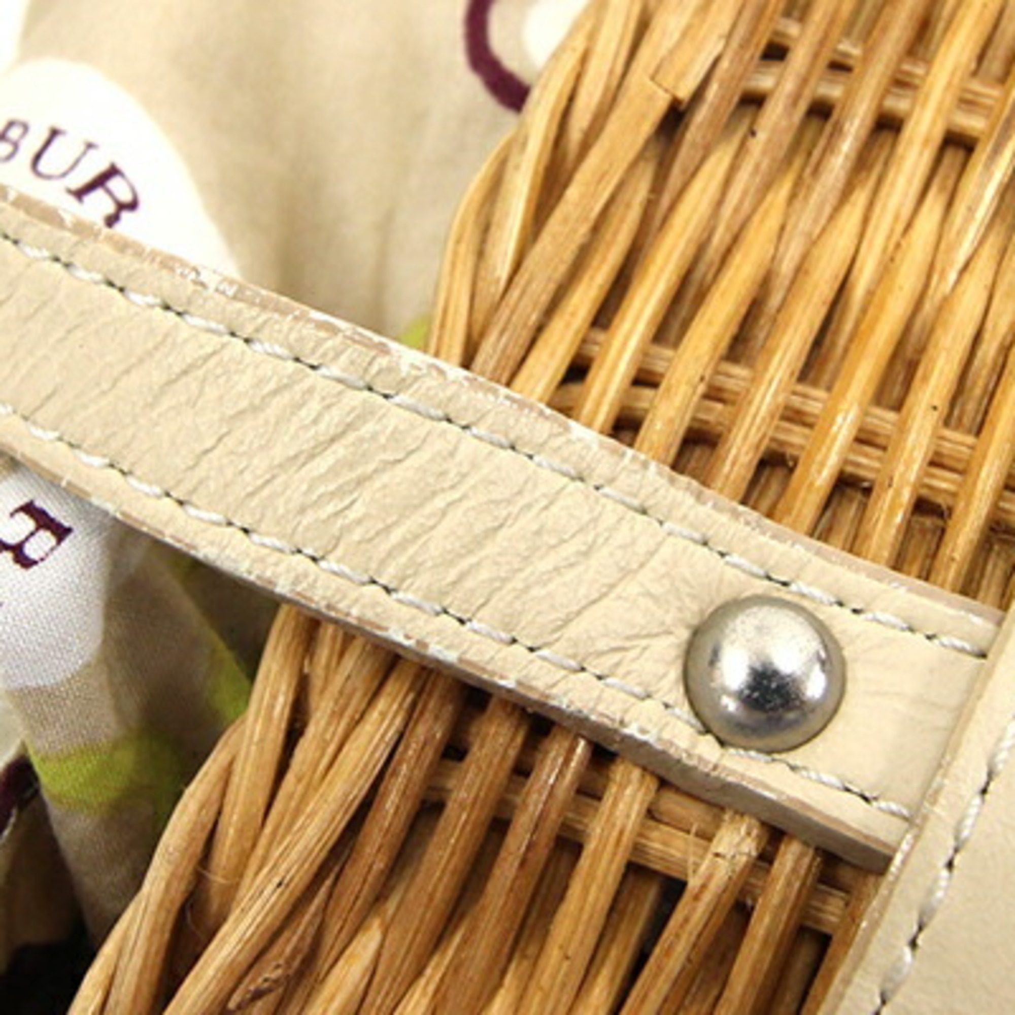 Burberry Handbag BF460-732-41 Natural White Straw Leather Women's BURBERRY