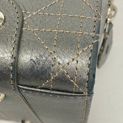 Christian Dior Handbag Cannage Lady Leather Gray Ladies