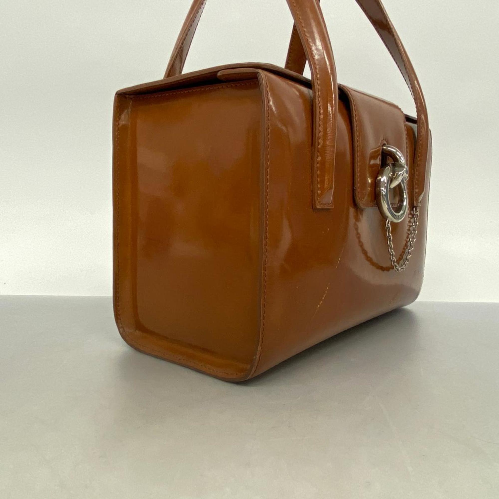 Cartier Vanity Bag Panthère Leather Brown Women's