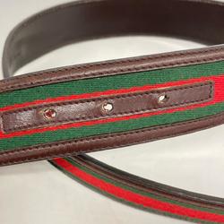 Gucci Belt Sherry Line 162922 Canvas Leather Brown Champagne Men's
